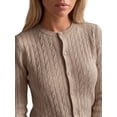 thumbnail image 5 of INSPIRE CHIC Women's Cable Knit Cardigan Crew Neck Long Sleeve Button Up Open Front Small Brown, 5 of 6