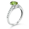thumbnail image 3 of Gem Stone King 10K White Gold Green Peridot and White Lab Grown Diamond Engagement Ring for Women (1.60 Cttw, Oval 8X6MM, Gemstone August Birthstone, Size 6), 3 of 4