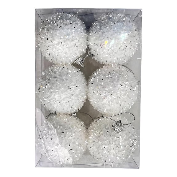6 PCS Christmas Tinsel Balls Tree Ornament, Shatterproof Glitter Sequin Finish, Sparkly Hanging Decor for Holiday Party, Reusable Festive Ambiance