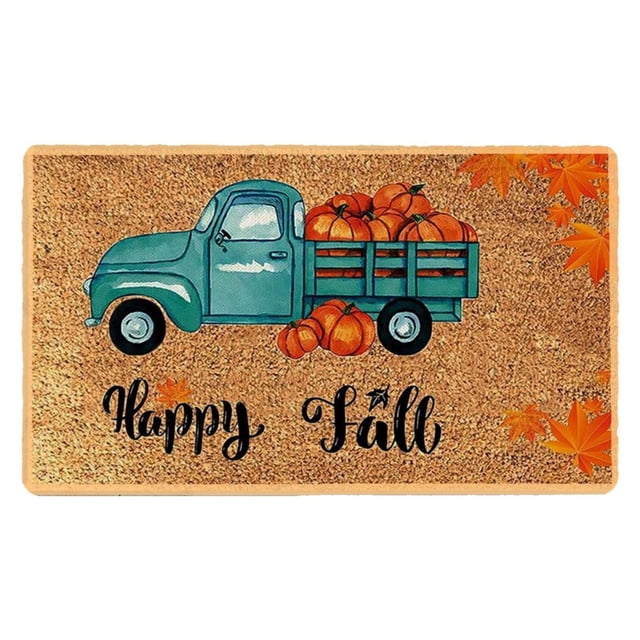 Fall Welcome Doormat Pumpkin Doormat Natural Coconut Coir Mat Non Slip Front Door Rug For Holiday Decoration Entrance Porch Outdoor