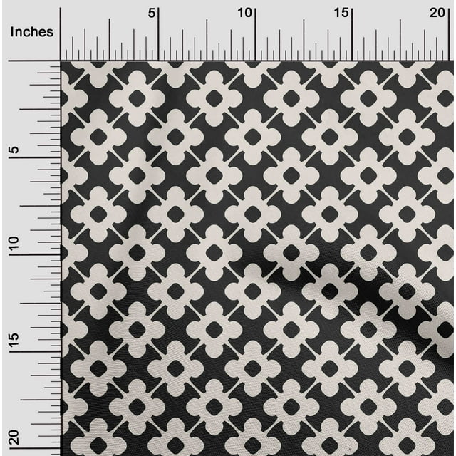oneOone Rayon Black2 Fabric Floral & Tiles Moroccan Sewing Craft Projects Fabric Prints By Meter 56 Inch Wide