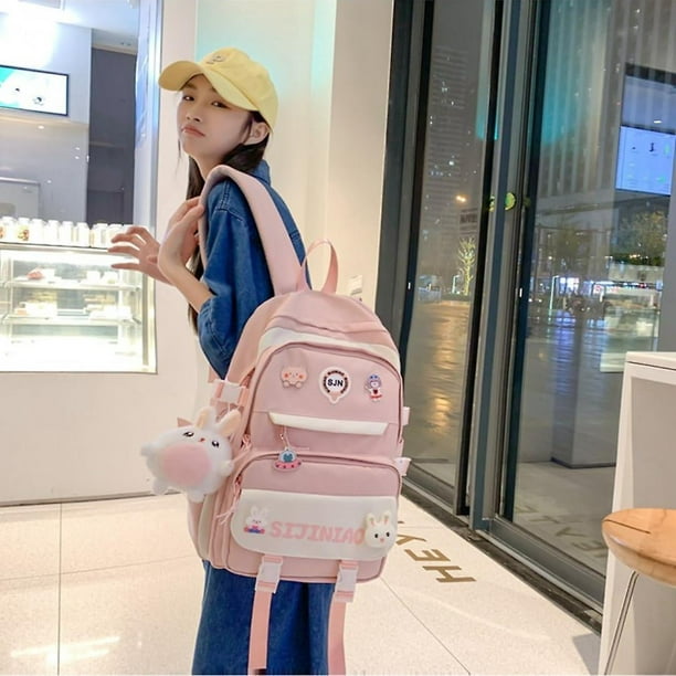 Mochila linda Mochila kawaii para la escuela Mochila estetica Kawaii Utiles escolares Mochilas lindas con accesorios rosa YONGSHENG 8390611396114 Walmart en linea