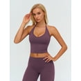 thumbnail image 5 of IBTOM CASTLE Womens Workout Sets 2 Piece Spaghetti Straps Crop Top Straight Leg Yoga Pants Yoga Pilates Outfits Deep Purple, 5 of 7