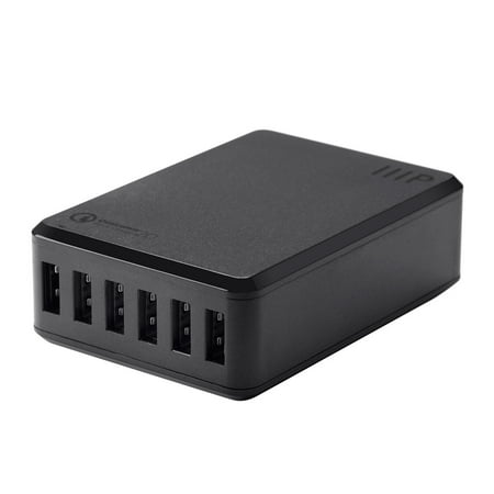 Monoprice USB Smart Charger With Qualcomm Quick Charge 2.0 Technology | 6-Port, 8A - Obsidian (Best Qualcomm Quick Charge 2.0 Charger)