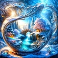 thumbnail image 1 of Bottle Landscape Winter DIY Pattern For Adults Beginners Tree Painting Bridge Needlework Holiday Gifts, 30*30cm, frame not included.,4466, 1 of 4