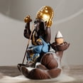 thumbnail image 2 of EeaseMX Quemador de incienso de cerámica con reflujo de Buda Ganesha, figura hecha a mano, estatua de dios elefante, soporte de incienso para el hogar, color azul, 2 of 7