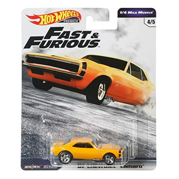 Hot Wheels Premium Fast Furious 67 Chevrolet Camaro Yellow 1 4 Mile Muscle 4 5 Walmart Com Walmart Com
