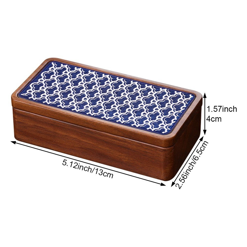 Magnetic Jewelry Box Vintage Embroidered Jewelry Box Portable Necklace Storage Box Walnut Wood Trinket Case