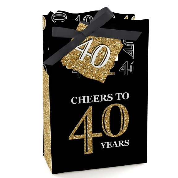 Big Dot of Happiness Adult 40th Birthday - Gold - Birthday Party Favor Boxes - Set of 12
