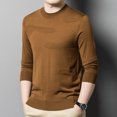 thumbnail image 5 of Suéter de punto de cuello redondo para hombre, otoño e invierno, nueva camisa de fondo, jersey fino de color liso para ocio, lana de alta gama, 5 of 5
