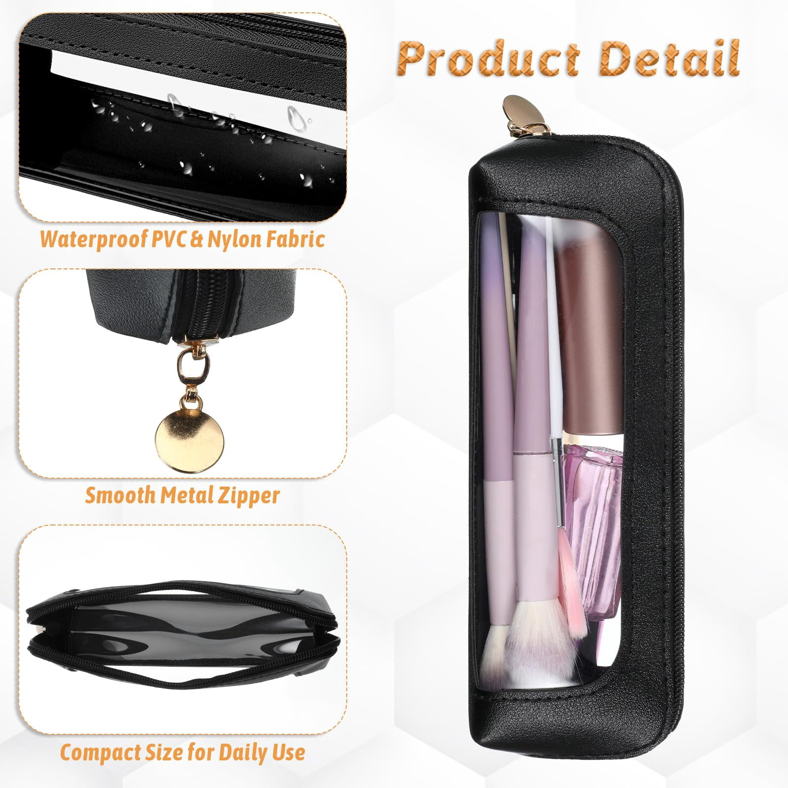 Makeup Brush Bag, Clear Makeup Bag Travel Makeup Brush Holder Toiletry Bag with Zipper Makeup Bag Purse Organizer for Women