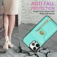 thumbnail image 5 of Dteck for Apple iPhone 13 Pro Max Zipper Pocket Case, Flip PU Leather Wallet Crossbody Shoulder Strap Lanyard Case with Credit Card Holder Women RFID Blocking Protective Purse Cover, mint, 5 of 7