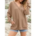 thumbnail image 5 of DOKOTOO Women's Hoodies Oversized Sweatshirt Long Sleeve V Neck Drawstring Waffle Knit Tops S-2XL, 5 of 10