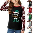 thumbnail image 2 of gcong Christmas Shirts for Girls Xmas Tree Print Raglan Long Sleeve Loose Shirts Crew Neck Tops Baggy Snowflake Blouse Size 3-12 Years, 2 of 5
