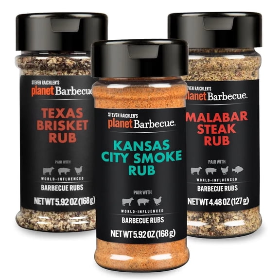 Steven Raichlen's New Planet Barbecue Gourmet Steak Rub Seasonings Set (3 Pack) - BBQ Spices w Inspired Flavors - Grilling Gift Set - Summer Cookout Grill Essentials