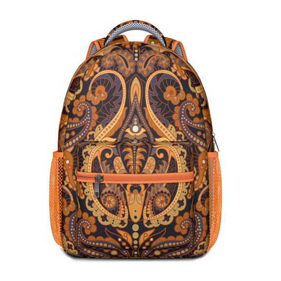 Retro Floral Paisley Waterproof Backpack - Ergonomic Design with Breathable Straps for Teens