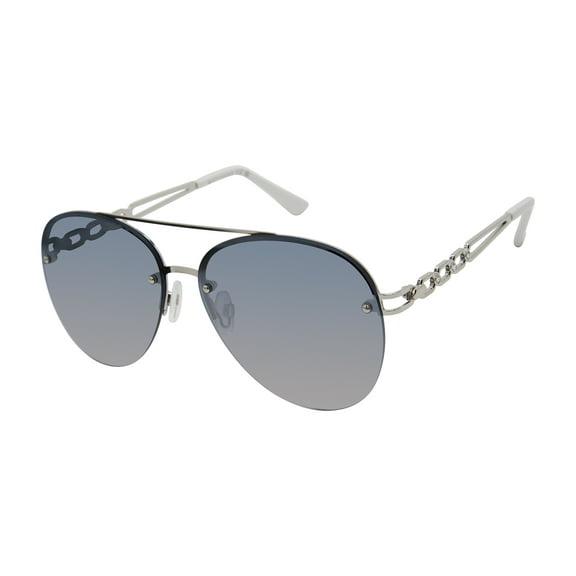 Rocawear Women's R3408 Semi Rimless Metal UV400 Protective Aviator Pilot Fashion Sunglasses, 62mm