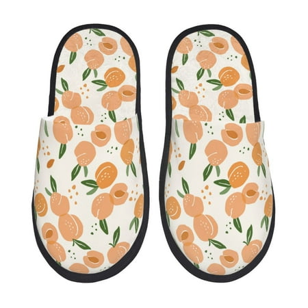 

Sigee Peaches for Cozy Furry Slippers Super Soft Indoor and Outdoor Use Non-Slip Sole Slip On House Slippers-Large