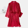 thumbnail image 5 of Womens Robe Satin Medium Sleeve Satin Imitation Silk Cardigan Bathrobe Casual House And Outdoor Nighttie, 5 of 5