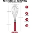 thumbnail image 3 of U-Taste Balloon Whisk for Cooking: 18/10 Stainless Steel Kitchen Wire Whisk, 12in Large Heavy Duty Egg Beater, Manual Mixing Tool with 12 High Flex Wires for Stirring, Blending Sauce (Large, Red), 3 of 10