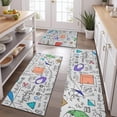 thumbnail image 2 of Math Equations Geometric Shapes White Pattern Kitchen Rugs Sets Of 3,Kitchen Runner Rugs Non Skid Washable,Decorative Kitchen Floor Mats for Kitchen,Sink,Laundry,17"x30"+ 17"x47" + 17"x59", 2 of 6