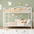 thumbnail image 2 of Ourlova Twin Over Twin Metal Bunk Bed with Ladder and Guardrails- Heavy Duty- 400 Lbs Capacity- No Box Spring Needed- Easy Assembly- Beige - Safe and Practical Design, 2 of 7