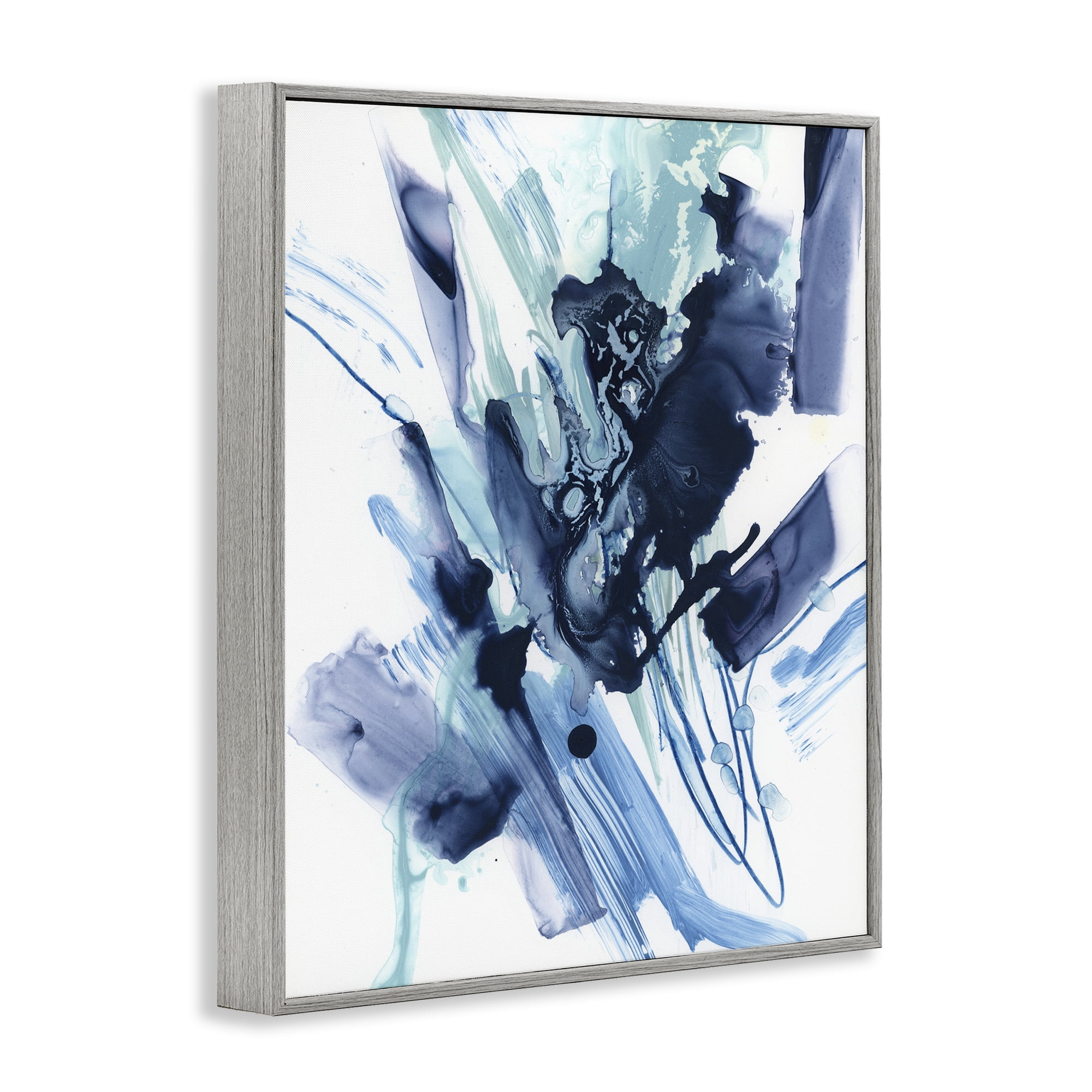 Stupell Industries Restless Blue Splash Abstract Painting Gray Framed Art Print Wall Art, 11 x 14