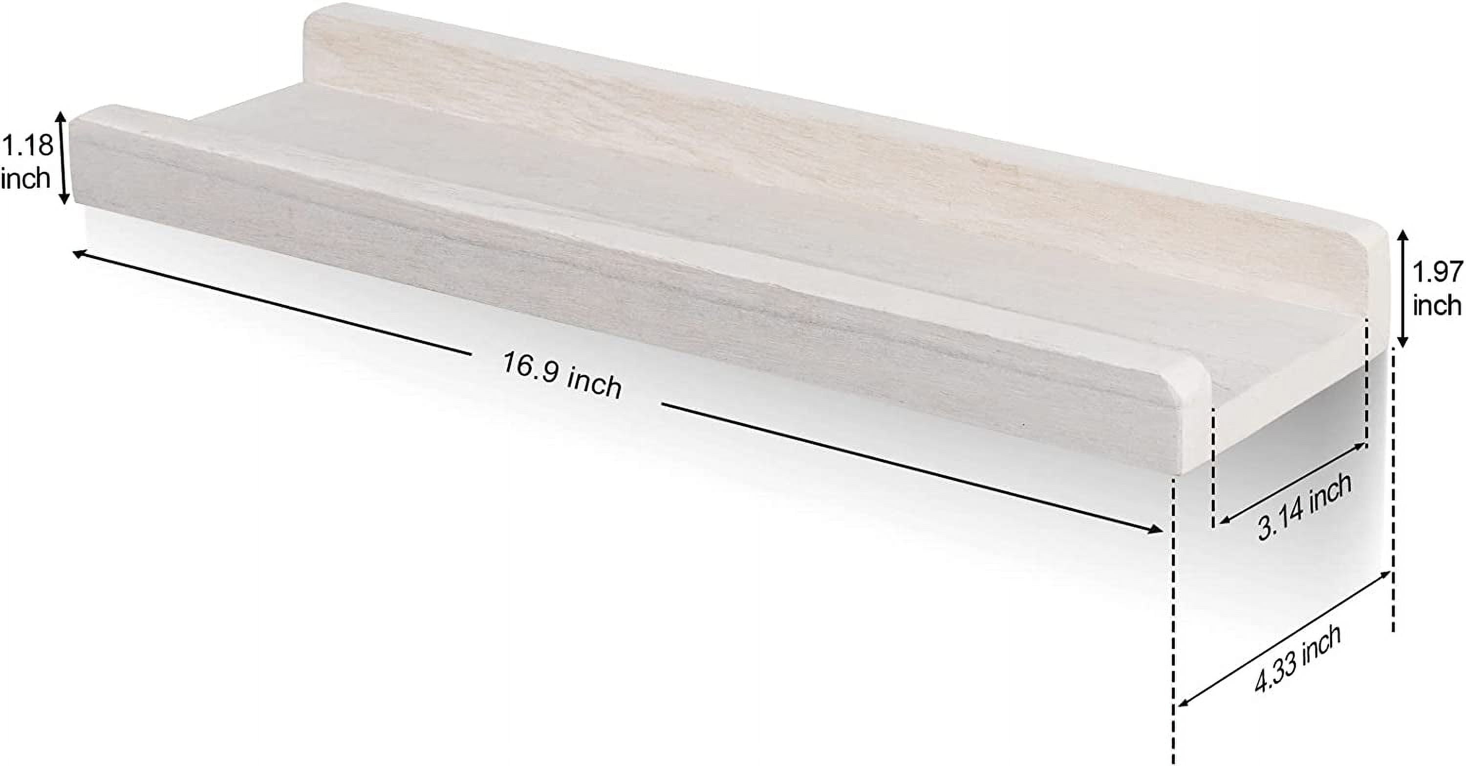Sfugno Floating Ledge Shelves Rustic Wood Wall Shelf Set of 3 for Storage and Display 16.9 inch Vintage,White