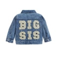 thumbnail image 2 of Toddler Baby Boy Girl Jacket Big Lil Sister/Brother Letter Embroidery Jean Long Sleeve Cardigan Button Denim Coat, 2 of 9