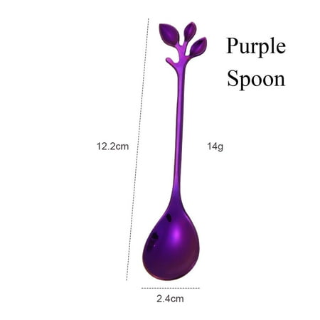 

Stir Stainless Steel Utensils Home & Kitchen Coffee Spoon Fruit Fork Upscale Dinnerware Tea Scoops PURPLE SPOON