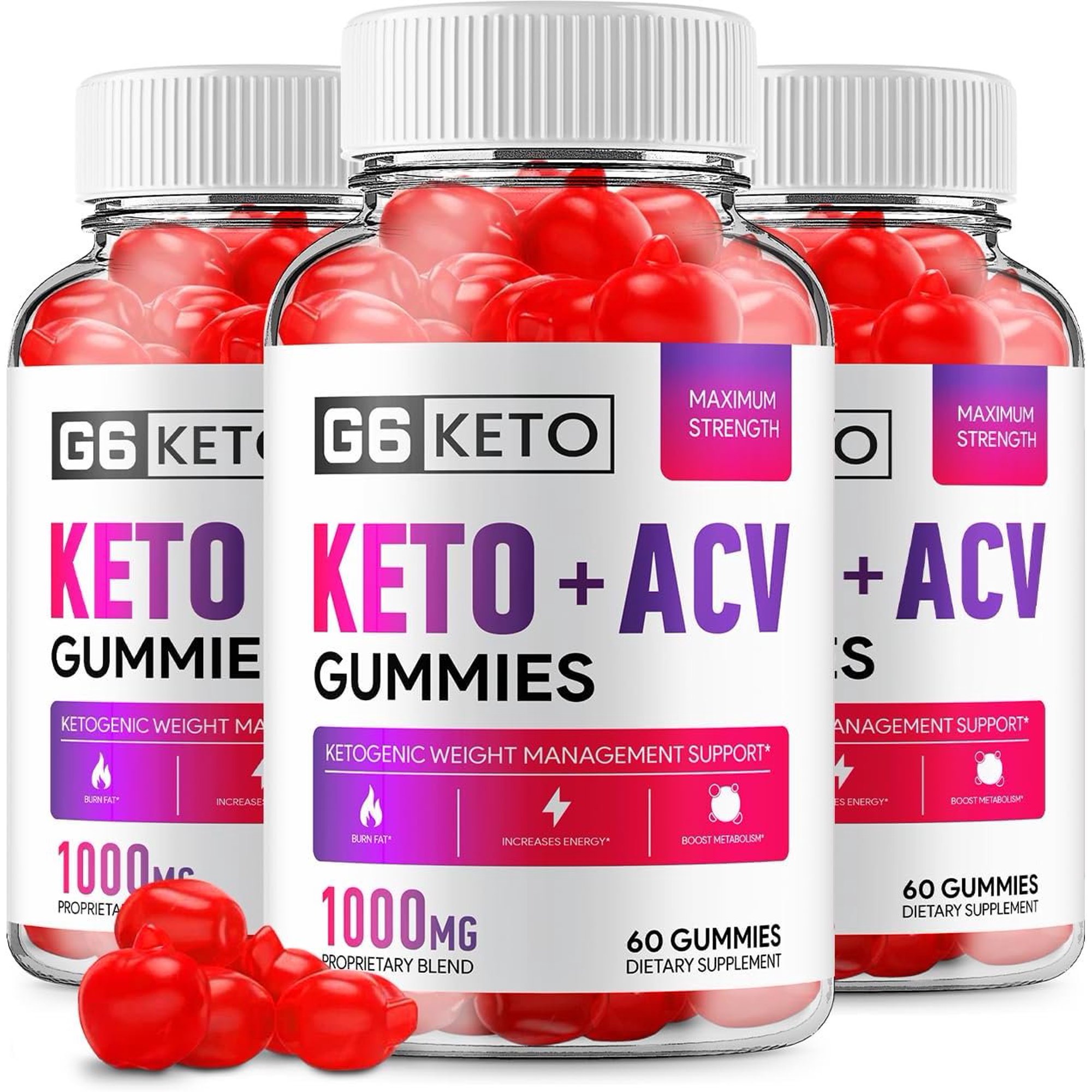 3 Pack G6 Keto ACV Gummies G6 ACV Advanced Formula Plus Apple Cider Vinegar Keto Gummies Dietary Supplement B12 Beet Root Juice Men Women 60 Gummies 180 Gummies