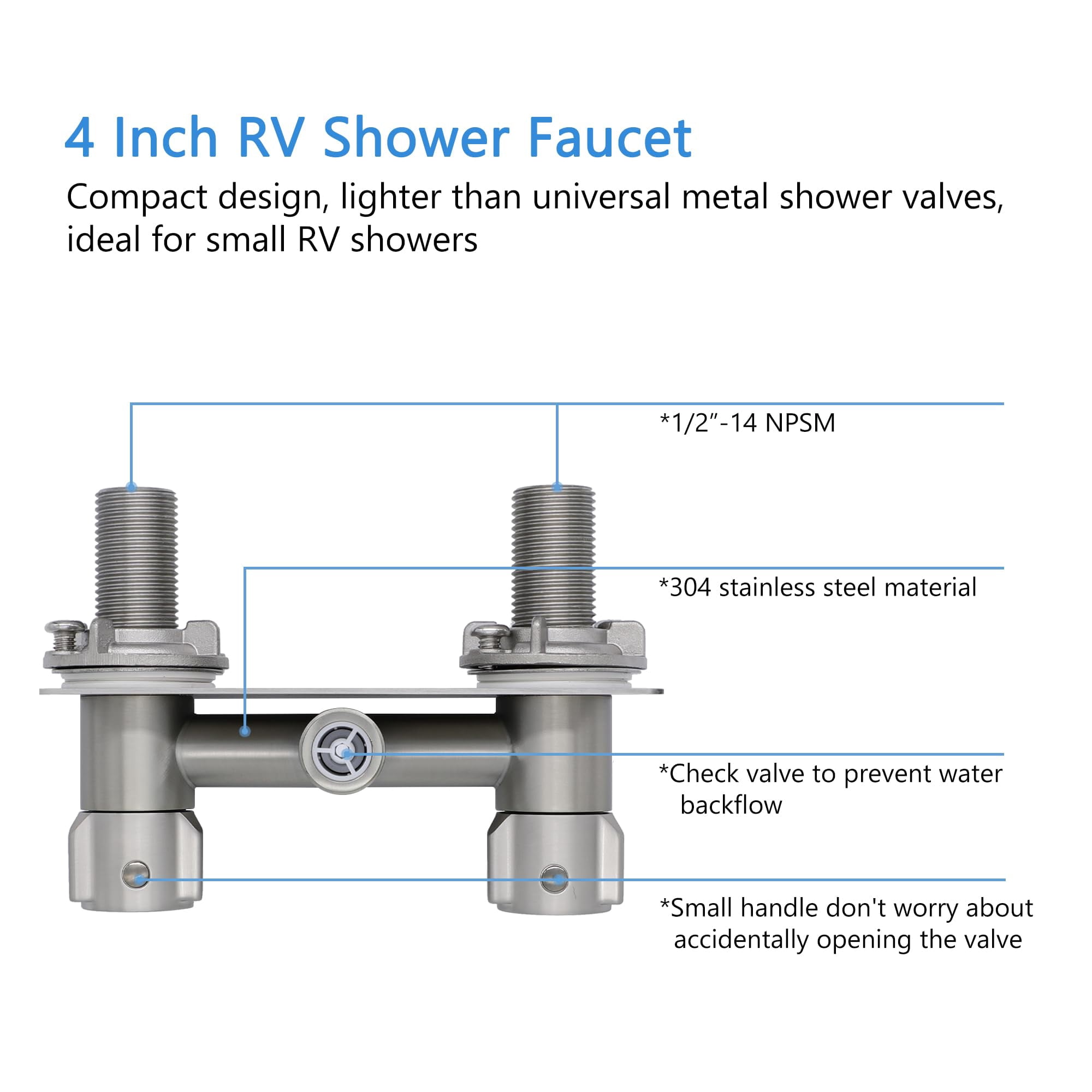 RV Shower Faucet Kit with Handheld Head, Hose & Holder, Brushed Nickel