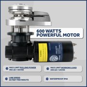 Five Oceans Vertical Windlass Kit, Boat Anchor Windlass Pacific 600 Watts, 12V DC, with 3-Strand Rope 1/2 Inch x 200 Ft, Galvanized Steel HT G4 Chain 1/4 Inch x 15 Ft - FO3931-C3
