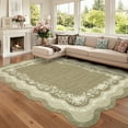 thumbnail image 2 of Hasoo 8' x 10' Area Rug for Living Room Washable Scalloped Non Shedding Neutral Indoor Decor Floral Printed Carpet, Brown, 2 of 6