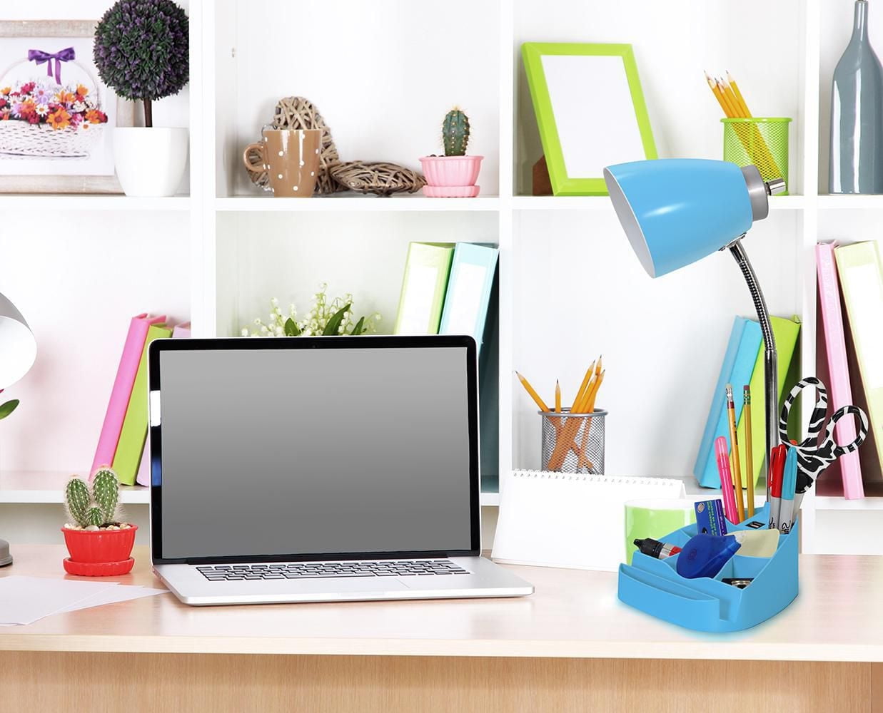 Limelights Gooseneck Organizer Desk Lamp with iPad Tablet Stand Book Holder and USB port