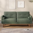 thumbnail image 3 of Accreate 65" Sofa Couch, Mid Century Modern Loveseat Couch with Wood Legs & Trim for Living Room, Bedroom, Office, Linen, 3 of 7