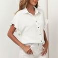 thumbnail image 2 of Camisas Abotonadas Para Mujer Camisa Versátil Con Solapa Cuello En V Mangas De Encaje Top Camisa Básica De Color Puro Top Transpirable Para Mujer Camisas Con Botones Para Mujer ANGGREK Otros, 2 of 6