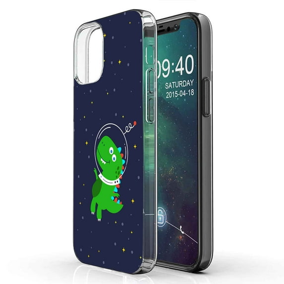 TalkingCase Slim Phone Case Compatible for Apple iPhone 12 Mini, Dinosaur Space Print, Lightweight,Flexible,Soft, USA