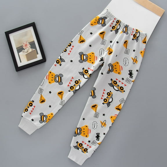 Spazoro Toddler Kids Girls Sweatpants, Fall Winter Casual Cute Print Loose Pants for Little Girls Gray Size 9 T