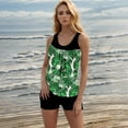 thumbnail image 5 of Sakmal Full Coverage Tankini Btahing Suits for Women Tummy Control Swimwear Green Floral Tropical Bathing Suits for Women M, 5 of 8