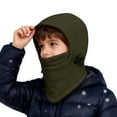thumbnail image 2 of FAOWME Big Kids Girls Boys Fuzzy Hats Solid Color Drawstring Windproof Thickened Comfortable Warm Caps For Autumn Winter Outdoor Activities Army Green One Size, 2 of 5