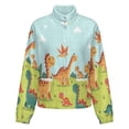 thumbnail image 5 of Jackets for Women Winter Coat Jackets Flannel Stand Collar Jacket(Cute Dinos in Sunny Field,Size:S-4XL), 5 of 7