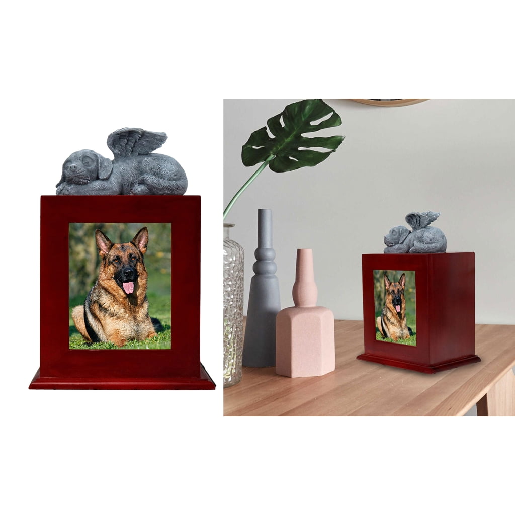 ZPAQI Dog Funeral Cremation Urn for Ashes Pet Wood Memorial Urns for Funeral