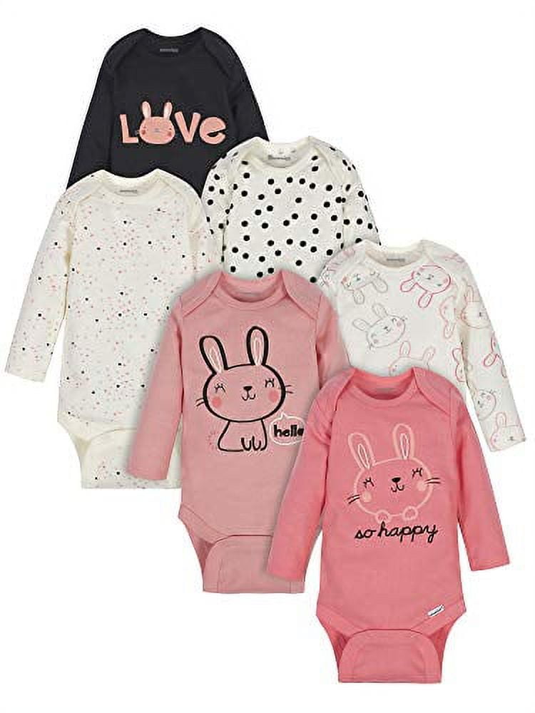 Onesies Brand Baby Girl Long Sleeve Bodysuit, 6-Pack, Sizes Newborn-12 Months