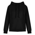 thumbnail image 6 of IROINNID Women's Long Sleeve Hoodie Mid-Length Solid Color Stylish Sweatshirt Pullover, Black, 6 of 7