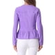 thumbnail image 3 of Chaquetas de mezclilla para mujer INSPIRE CHIC, con botones, dobladillo peplum, mangas largas, chaquetas de jean cortas, morado M, 3 of 6