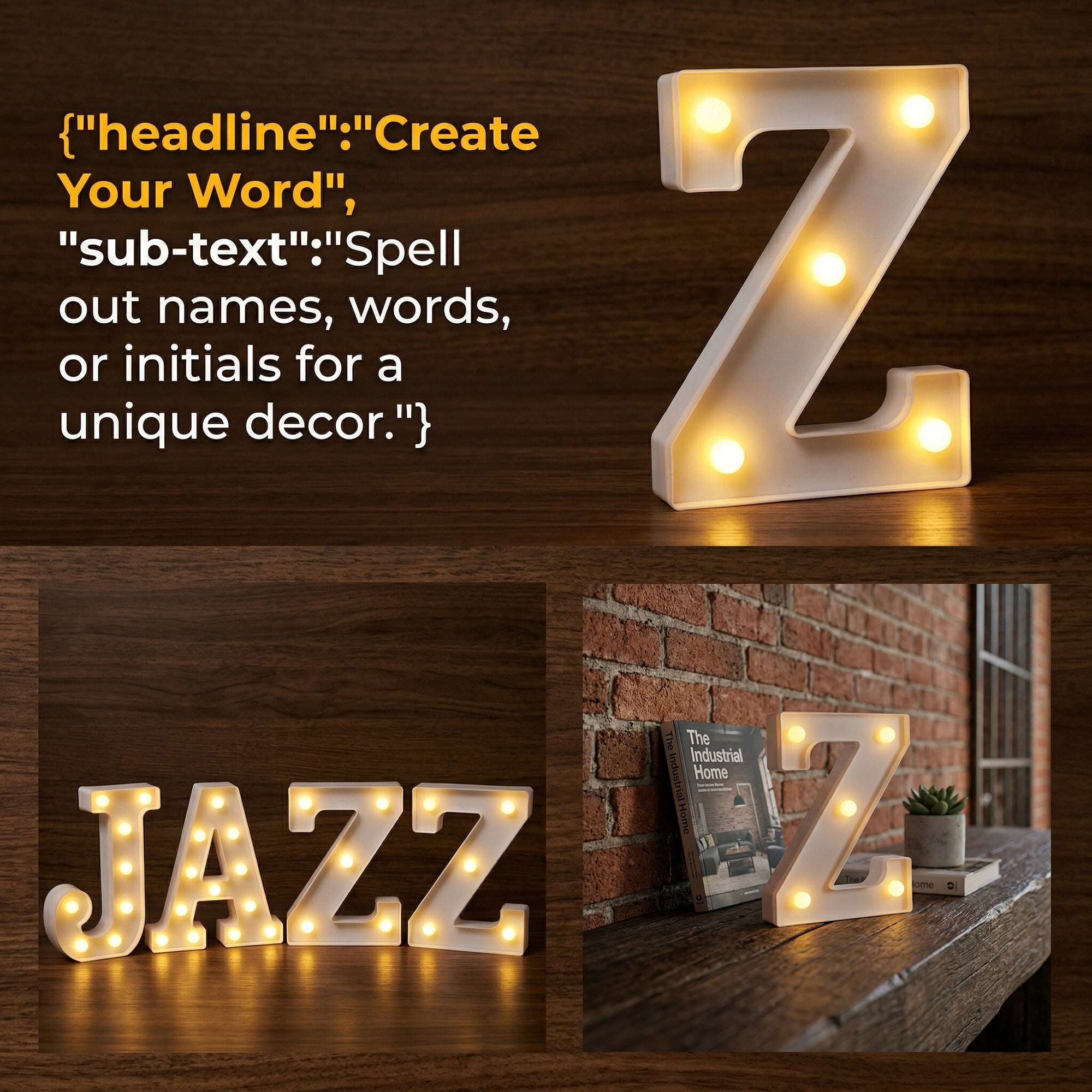 Unique Bargains Marquee Letters With Lights LED Light Up Signs Letter Z 5"L x 1.1"W x 6.1"H