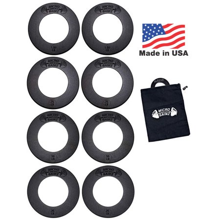 Micro Gainz Calibrated Fractional Weight Plate Set of .25LB-.50LB-.75LB-1LB Plates (8 Plate Set)