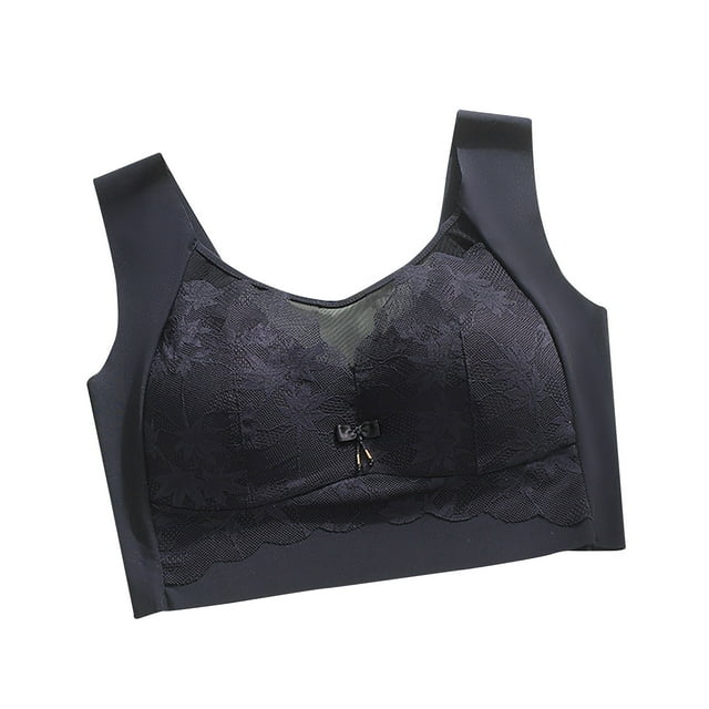 Bigersell Back Smoothing Bras for Women Clearance Bras for Women Wirefree Wire-Free Bra Style B1803 V-Neck Convertible Bras Hook and Eye Bra Closure Regular Size Sleep Bras for Women Black 3XL