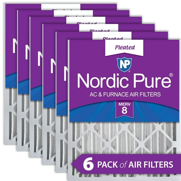 Nordic Pure 16x20x4 (15_1/2 x 19_1/2 x 3_5/8) Pleated MERV 8 Air Filters 6 Pack